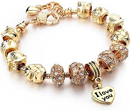 Hers Charm Bracelet Gold Plated Jewelry Snake Chain For Teen Girls Party Gift (Gold Pumpkin Car Little Child)