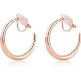 LAXPICOL Chunky Gold/Silver/Rose-gold Hoop Earrings Clip On Earrings For Women No-piercing