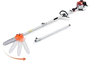 MAXTRA Pole Saw Gas Powered, 16-Foot Reach 42.7CC 2-Cycle 10-Inch Bar Cordless Extendable Long Trimmer Power Gasoline Chainsaw For Tree Hedge Trimming Bush Pruning, Spinning Saw Head