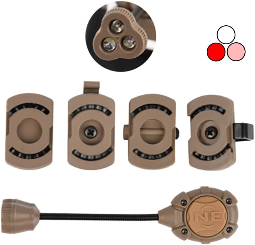 QIRUIMY Tactical MPLS3 Helmet Light,White/IR/Green Light LED Headlamp Safety Signal Indicators Survival Helmet Flashlight (Brown)