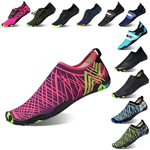 Lauwodun Womens Quick Dry Water Shoes Barefoot Aqua Sock Shoes for Beach Surfing Yoga Running Exercise -2Pink37