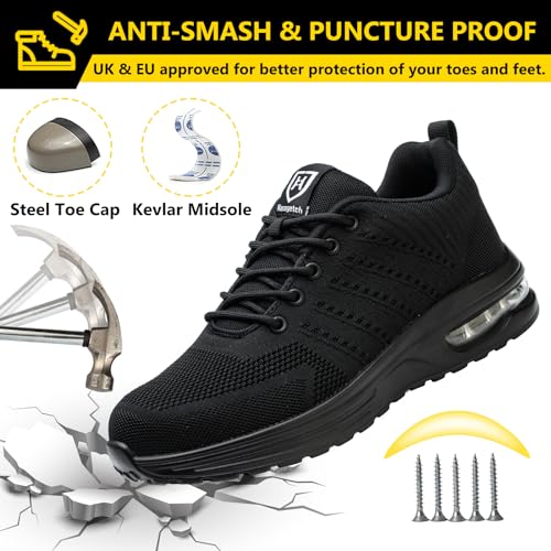 Baofular Safety Trainers Men Womens Steel Toe Trainers Lightweight Comfortable Safety Shoes Work Trainers Non Slip & Breathable