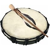 New Age Source Bodhrn, Natural Animal Skin Frame Drum, 10 Inches, Unfinished, Comes with Stick