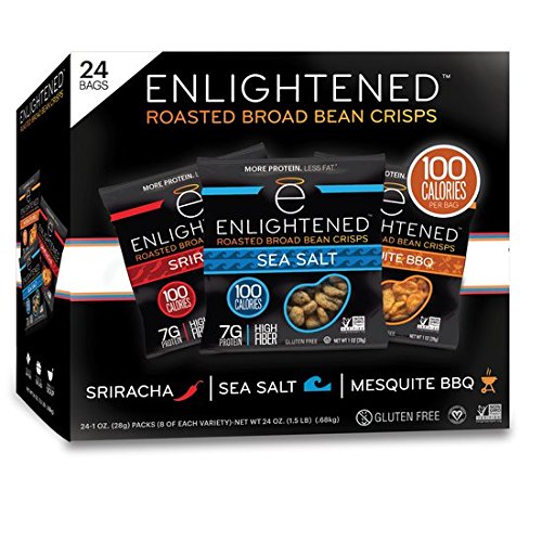 Enlightened Gluten-Free Roasted Broad (Fava) Bean Crisp Snack, Variety Pack, 1.0 oz, 24 Count