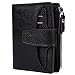 AINIMOER Women's RFID Blocking Leather Small Compact Bi-fold Zipper Pocket Wallet Card Case Purse with id Window (Lichee Black)