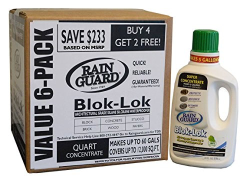 Click Here to See More Images Blok-Lok Super Concentrate (Makes 30 Gal) Silane Siloxane Professional Grade Water Repellent Sealer - Concrete, CMU, Block, Brick, Stucco, Stone for Vertical Surfaces, 5 Yr Warranty