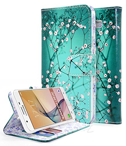 Galaxy J7 Prime Case, Galaxy On7 Case(G610 2016 Version Only), Galaxy On Nxt Case, NageBee[Kickstand Feature] Premium PU Leather Flip Fold Wallet Case with [ID&Credit Card Slot]-Plum