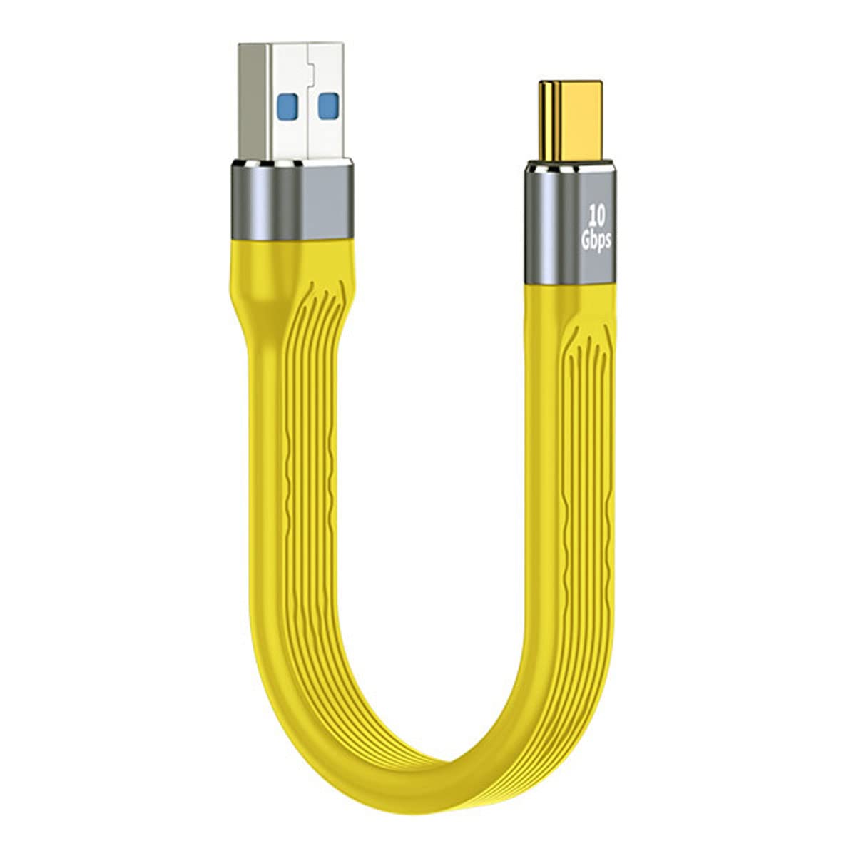 CY Yellow 10Gbps USB 3.1 Type C Male to USB3.0 Type A Male Flat Slim FPC Data Cable 13cm Compatible with iPhone 15 Laptop Phone — image 1
