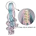 ColorGround Long Curly Cosplay Wig with 2 Ponytails(Pink/Blue)