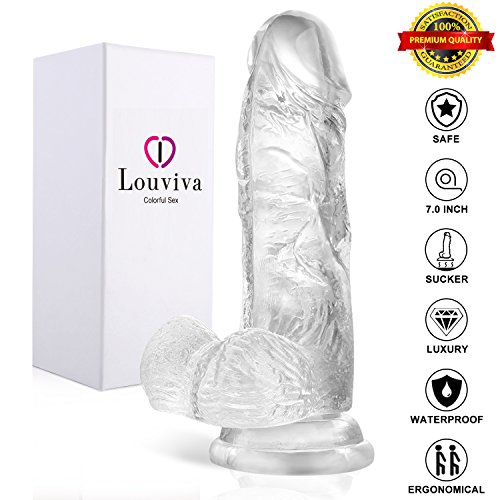 Louviva Realistic Transparent Dildo with Suction Cup, Medical Material, Adult Sex Toy, 7 Inch