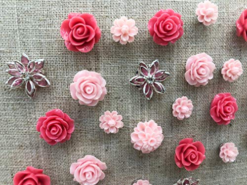 Temoyj Decorative Thumb Tacks 24 Pcs Colorful Cute Pushpins for CorkBoard,Feature Wall, Office Organization or Home (Pink)