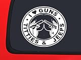 I Love Guns - Jeeps - Titties - Jeep wrangler tj yj jk cj xj wj kj window decal