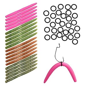 Thkfish Doux Leurre De Pêche Kits 20pcs 14cm 10g Artificiels Appâts Ver 30pcs O-bague Wacky Worm Tout Basse Baits Leurres Souples