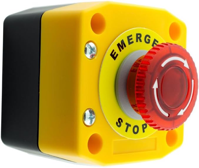 AlpinetechB1MBL Illuminated LED Red 22mm 1NC Push Button Emergency Stop Switch with Control Box (120V AC)