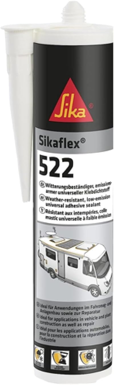 Sika 522 Caravan Motor Home Adhesive Sealant Cartridge Black 300ml Weather UV
