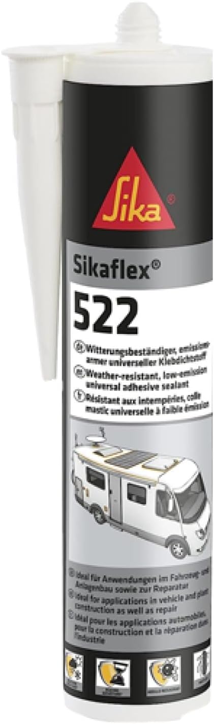 Sika 522 Caravan Motor Home Adhesive Sealant Cartridge Black 300ml Weather UV