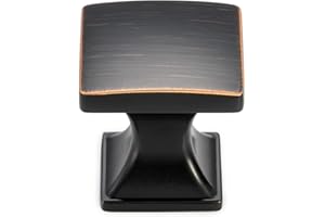 KOOFIZO 10 Pack Oil Rubbed Bronze Cabinet Knobs Rubbed Bronze Drawer Knobs K09 Square Single Hole Cabinet Pulls for Cabinets Drawers Dresser Cupboard Bedroom Closet Bathroom