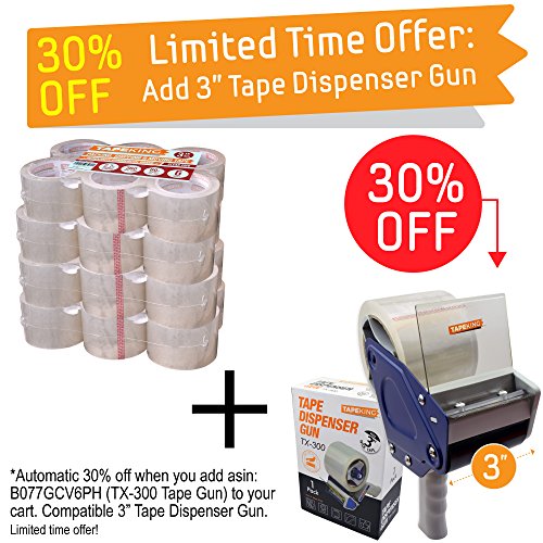 Tape King Clear Packing Tape 3 Inch Wide (Case of 24 Rolls) 60 Yards