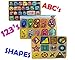 Hoovy Premium Baby Peg Puzzle 3-in-1 Set 3 Different Themed Educational Knob Puzzles for Boy & Girl Toddlers Bonus: Storage Rack (Alphabet, Numbers, Shapes)