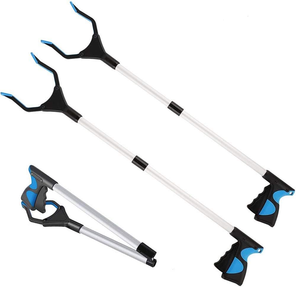 2Pack - 32 Inches Long Grabber Reacher - Helps Pick Up Small Objects - Fitted with Post to Assist with Dressing - Mobility Aid Reaching Assist Tool, Arm Extension: Health & Personal Care