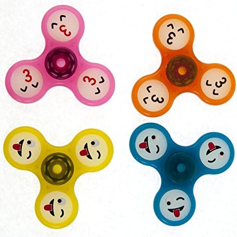 KicksGadget EMOJI GLOW-IN-THE-DARK Fidget Spinner Value 4 Pack Perfect for Party Favors Gift Color and Expressions Varies Emoji