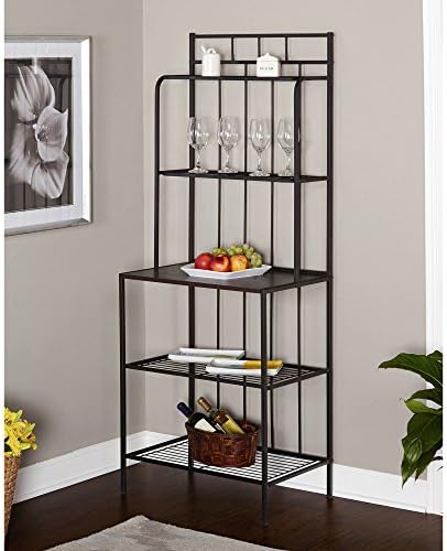 Black Frame With Grey Shelves Kitchen Baker's Rack