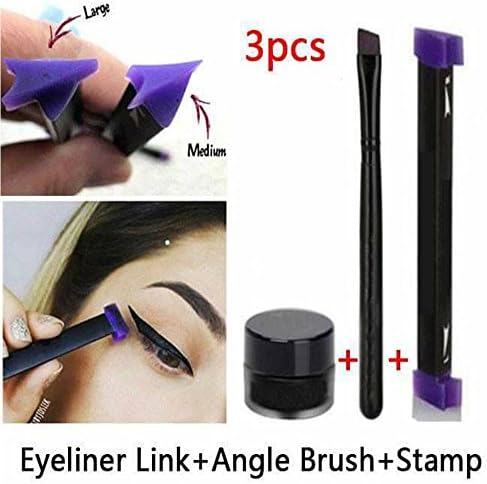 HLBrand 3Pcs/1Set Eyeliner Stamp, Eyeliner, Eye Liner Perfect Beauty Makeup Stamps Eyeliner Tool New Wing Eyeliner Stamp Style Kitten (Large, Black)