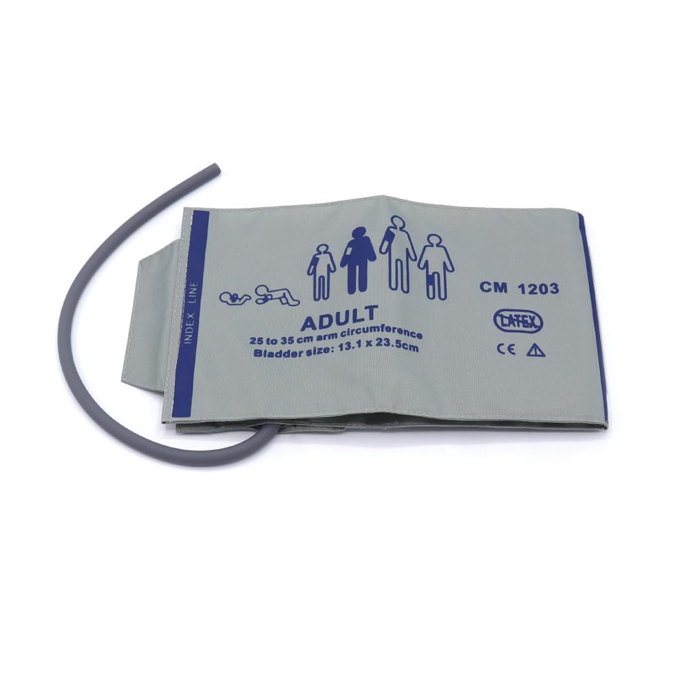 Universal NIBP Cuff, 27-35 cm SingleTubes Reusable Nylon Gray Brown Replacement Blood Pressure Cuff, No BP Connector