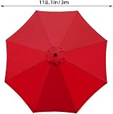 TWSOUL 3 m Parasol Replacement Canopy 8 Ribs UV30+ Red Fabric Cover view 3