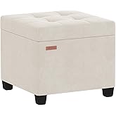 ABHENG 17.7 inches Velvet turfed Ottomans Cube with Legs, Metal-Framed Square Linen Storage Ottoman Foot Rest Stool Holds 770 LB for Dorm Living Room Bedroom White UASND64W