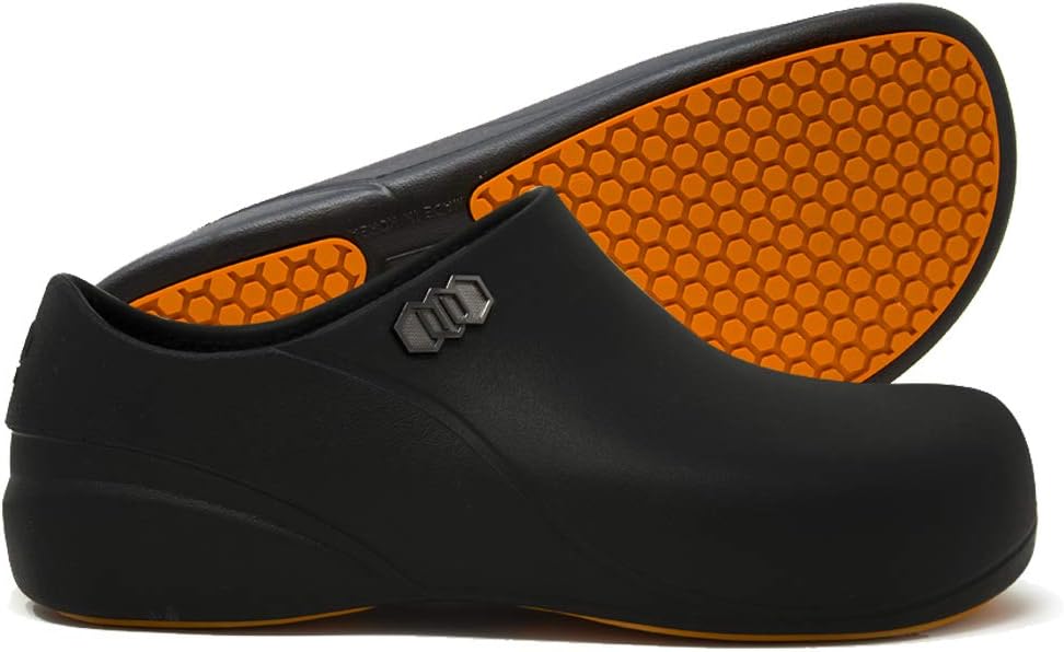 Stico Men's Slip Resistant Chef Clogs, Professional Non-Slip Work Shoes for Restaurant Hospital Nursing Garden [Black]