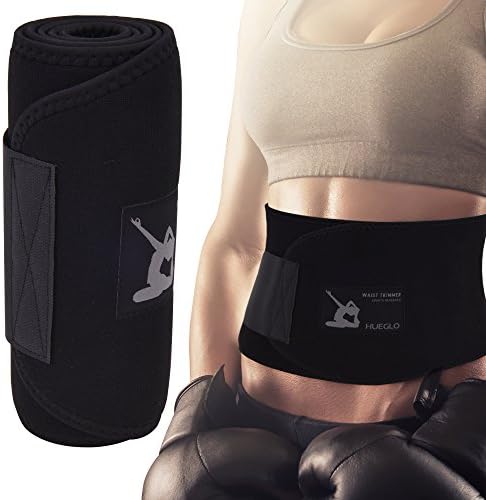 Hueglo Waist Trimmer for Women & Men.Ab Belt Trainer for Faster Weight Loss.Workout Sweat Enhancer Exercise Adjustable neoprene Waist Trimmer for Stomach- Enjoy Sweet Abdominal Muscle. (Medium)