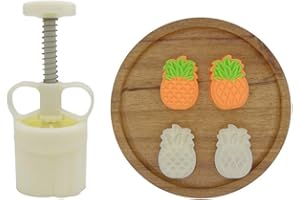 Moon Cake Mold Set Mid Autumn Festival 2pcs Cookie Stamps Pineapple Shape, Thickness Adjustable DIY Hand Press Cookie Dessert