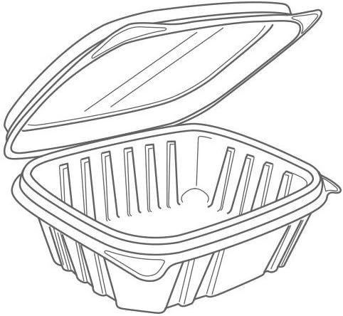 12oz Ribbed Rectangle Deli Containers with Hinged Lids Compostable Biodegradable 200/case