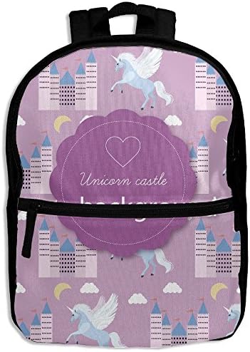 Cartoon Unicorn And Castle Girls Women School Backpack Portable Shoulders Bags