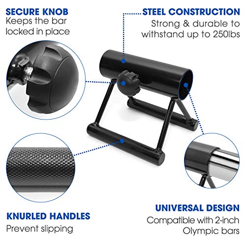 Yes4All Landmine Double D Row Handle/Landmine Handle Attachment with Diamond Knurled Handles