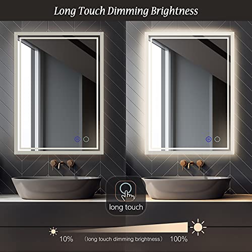 ZELIEVE 24 x 32 LED Backlit Mirror Bathroom Vanity with Lights,Anti-Fog ...