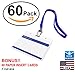 Waterproof Plastic Name Tags ID Card Holder Lanyards for Kids Name Labels School Camp Field Trip Business Event Trade Show Conference Badge Holder Name Tag with Lanyard (60 Pack Royal Blue Horizontal)