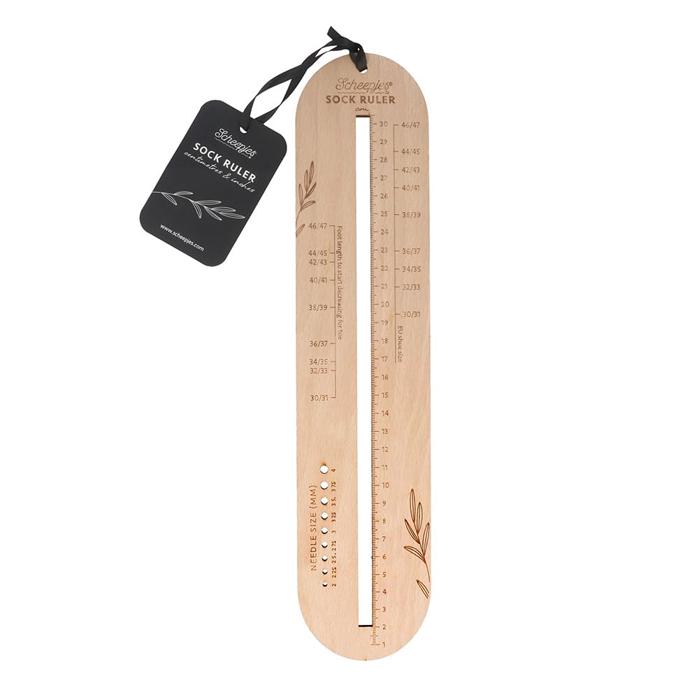 Scheepjes - Scheepjes Wooden (30cm) Sock Measuring Ruler Tool for Crocheting and Knitting Projects - 1 Piece