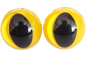 Safety Eyes and Noses for Crochet 100pcs Safety Eyes Cat Toy Accessories Amigurumi Animals with Washers(Yellow,12mm)