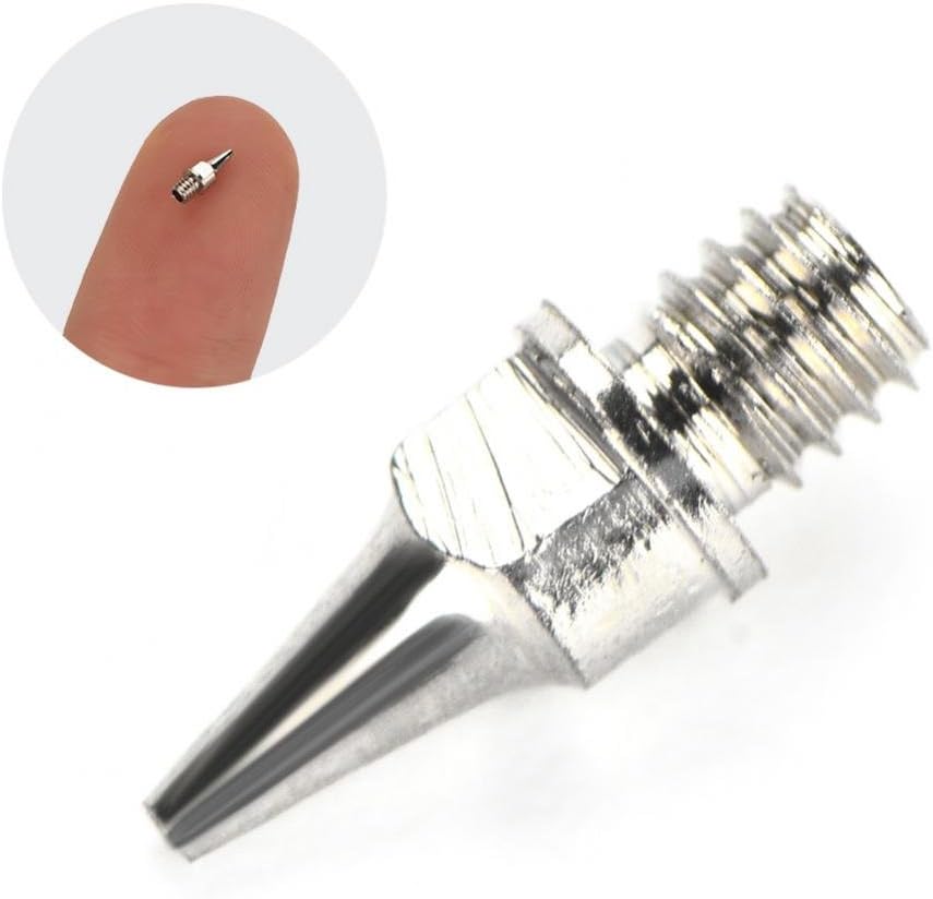Uxsiya Airbrush Nozzle Kits 5pcs 0 2mm 0 3mm Airbrush Nozzles and Needles Tips Replacement Accessories Feed Part Fluid Grips for Makeup Spray Paint Tattoo(0 3mm) - Image 3