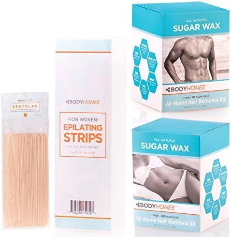 BodyHonee Hair Removal Sugar Wax Kit for Men + Women - Super Kit