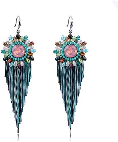 Bohemian Colorful Tassel Drop Earrings,Blue