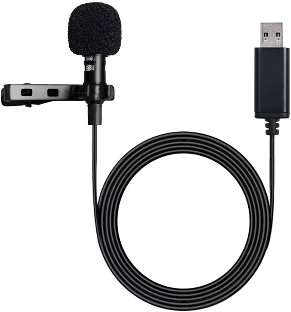 NewTH USB Microphone Lavalier Lapel Clip on Mic with 6.56ft Cable for Laptop Computer, PC, Streaming Conferencing,Interviews