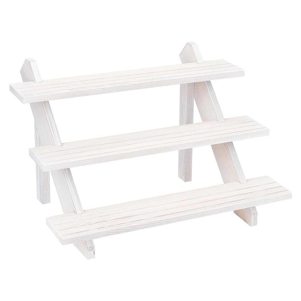 NBEADS 3-Tier Retail Earring Display Riser, White Earring Ring Holder Detachable Wood Retail Jewelry Card Display Stand with Groove for Crafts Jewelry Storage Display Collection, 39x31x25.7cm