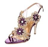 Littleboutique Women's Glitter Strappy Sandal Rosette Dress Sandals Evening High Heels Wedding Heels