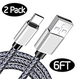 Type-C Charger Cable [2-Pack], KinPond Metal Plug Nylon Braided High Speed Ultra Durable USB-C Charging Cable for Samsung Galaxy, LG, Nexus, Motorola, HTC, Smartphones and More More (6.6FT)