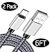 Type-C Charger Cable [2-Pack], KinPond Metal Plug Nylon Braided High Speed Ultra Durable USB-C Charging Cable for Samsung Galaxy, LG, Nexus, Motorola, HTC, Smartphones and More More (6.6FT)
