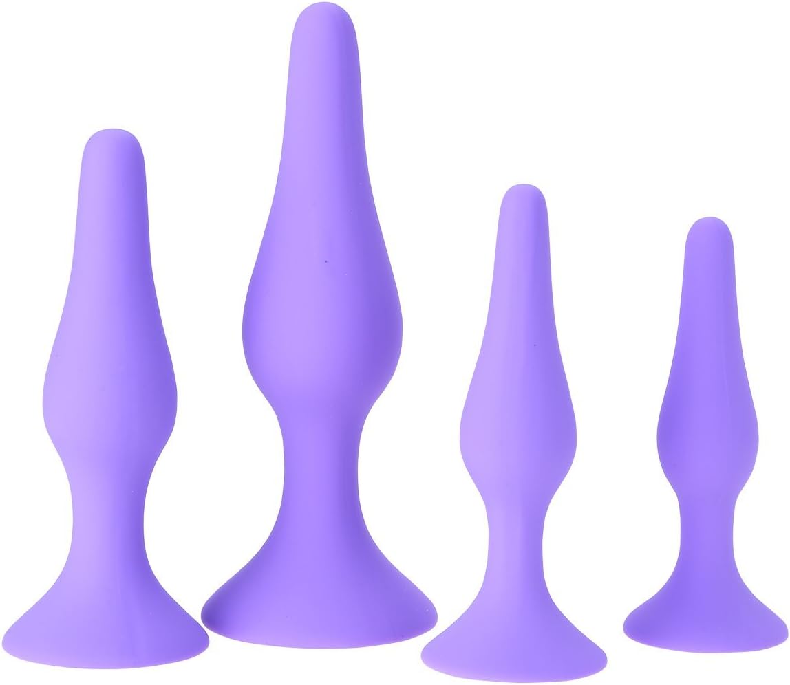 4Pcs Design an-àl Trainer Set,Bū-tt Pl-ùg Beads Massage Toy - Womens Stimulator - Best Idea for Gift to Him or Her - Purple