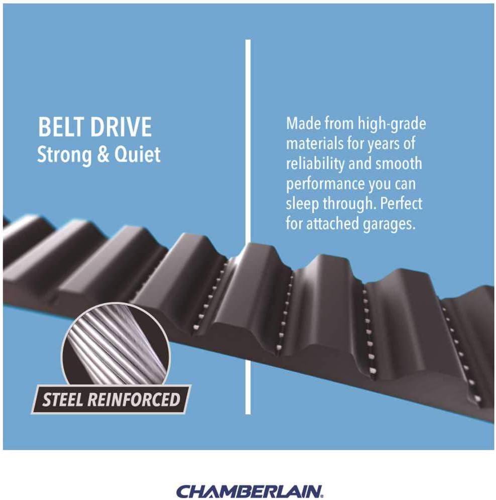 Chamberlain Group Chamberlain B970 Smartphone-Controlled Ultra-Quiet and Strong Belt Drive Garage Door Opener with Battery Backup and MAX Lifting Power, Blue - - 